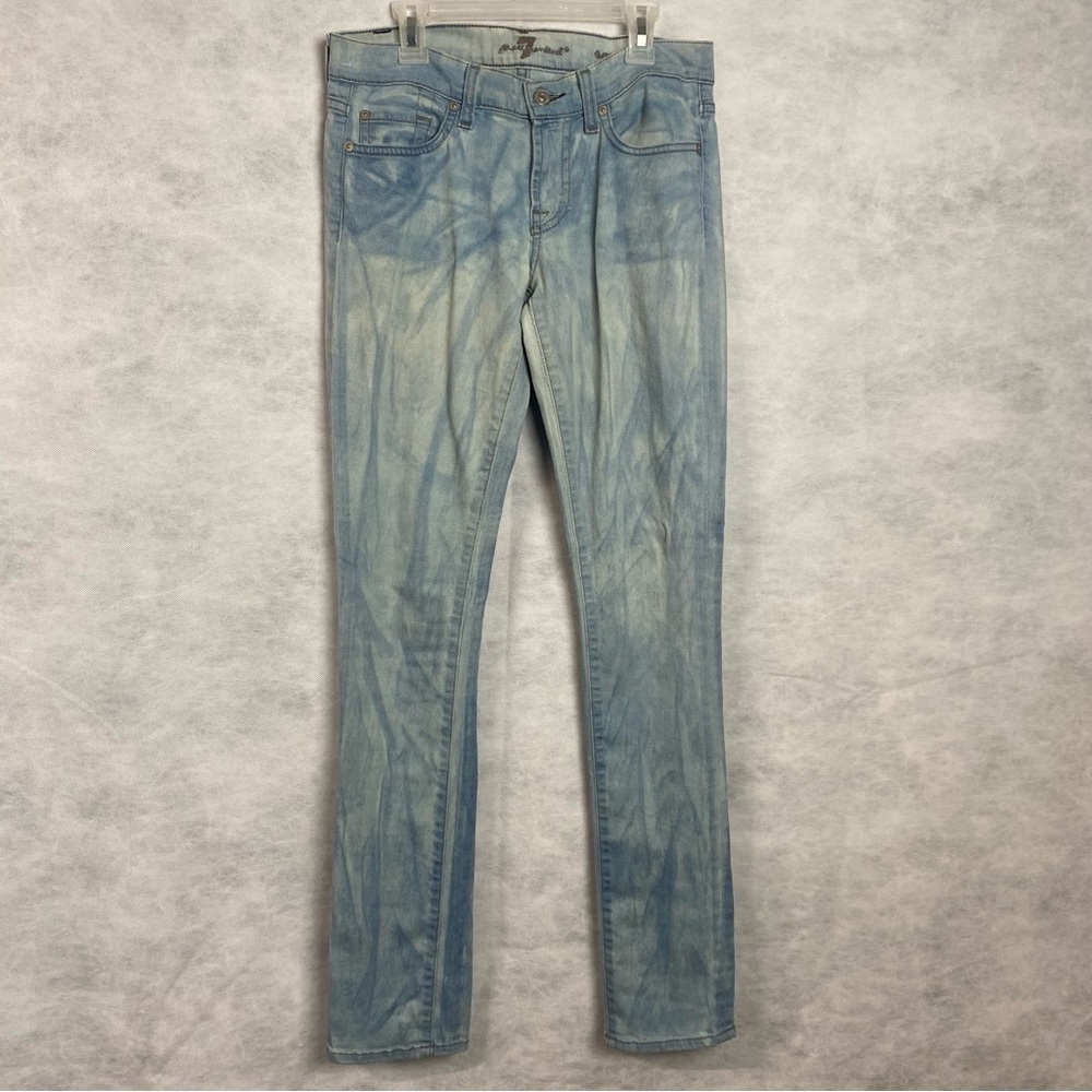7 For All Mankind Jeans Women’s Sz 26 Roxanne Lt Blue Skinny Low Rise Acid Wash